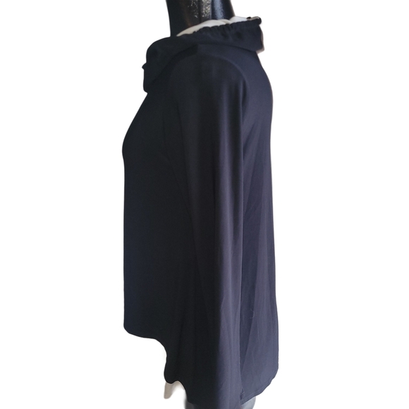 Joseph Ribkoff Black and Cream Colored Slouch Collar Top 8 - Picture 6 of 8